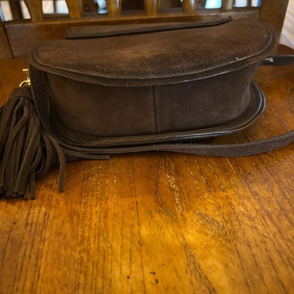 Spartina 449 Coffee Suede Saddle Crossbody Bag - Picture 9 of 15